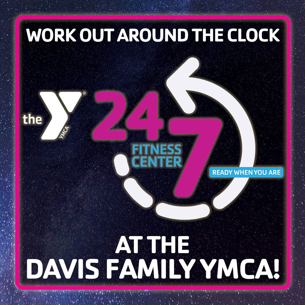 Work out around the clock: 24/7 Fitness Center at the Davis Family YMCA. Ready when you are.