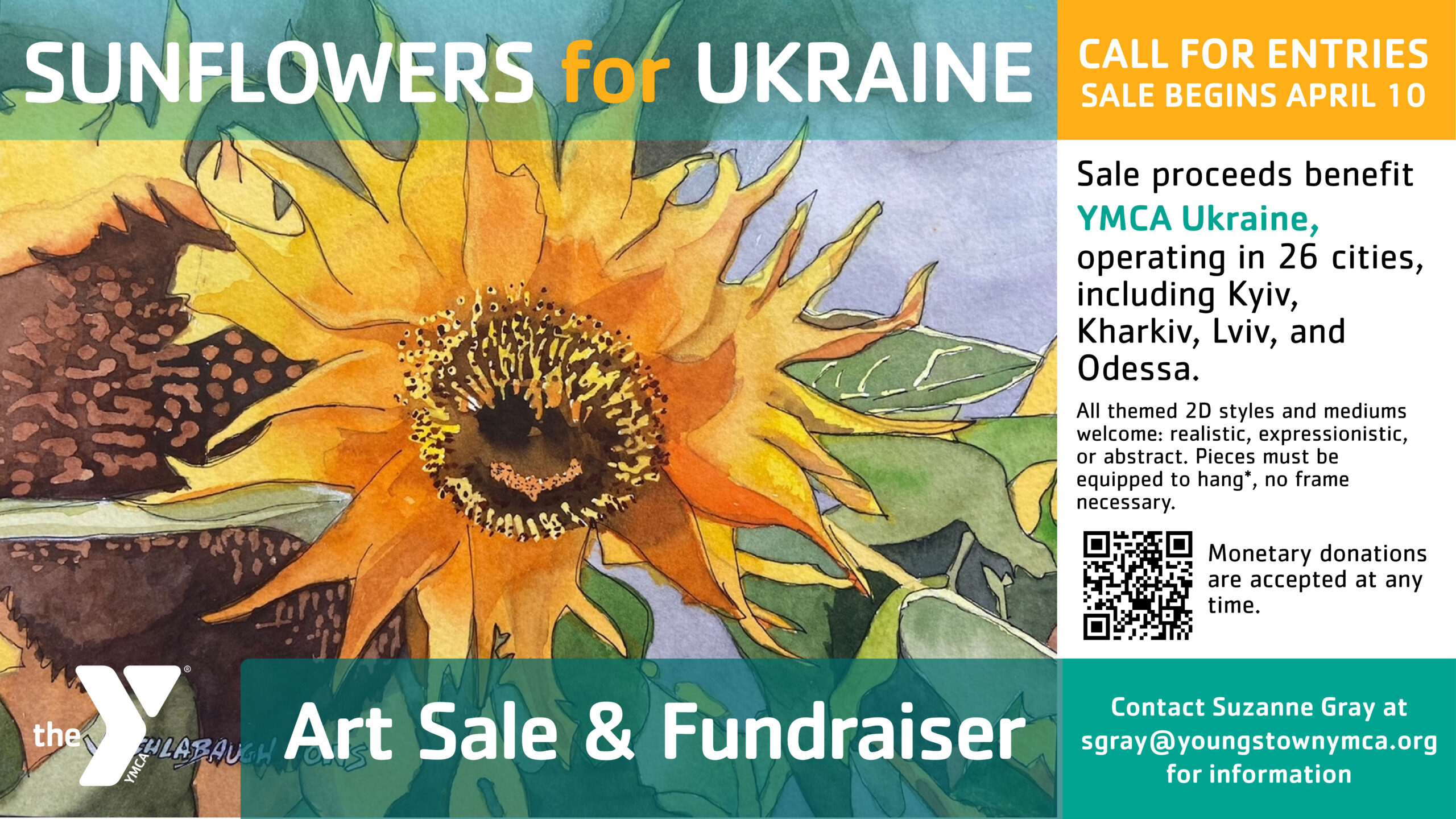 SUNFLOWERS FOR UKRAINE ART SALE YMCA of Youngstown